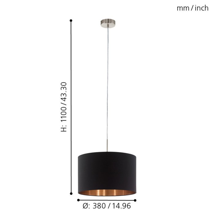 

Светильник MASERLO 1x60Вт E27 никель 38x38x110см