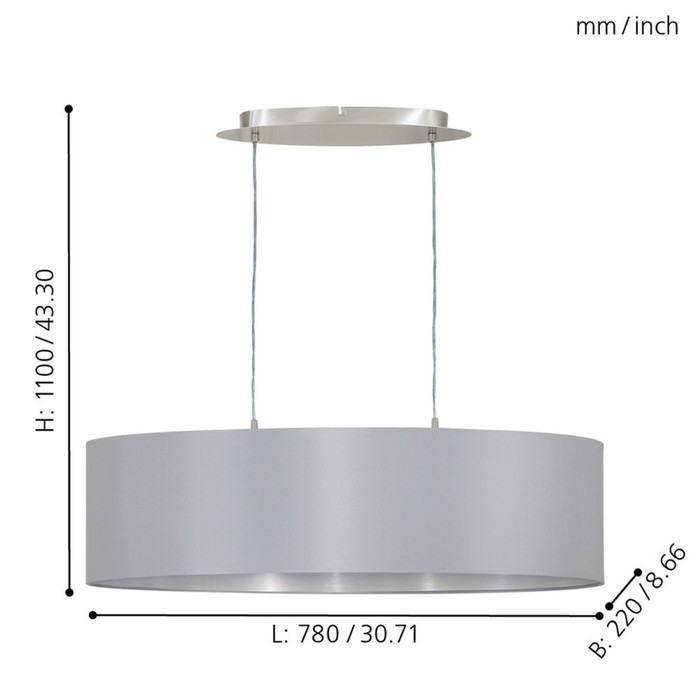 

Светильник MASERLO 2x60Вт E27 никель 78x78x110см