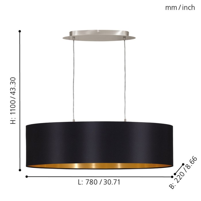 

Светильник MASERLO 2x60Вт E27 никель 78x78x110см