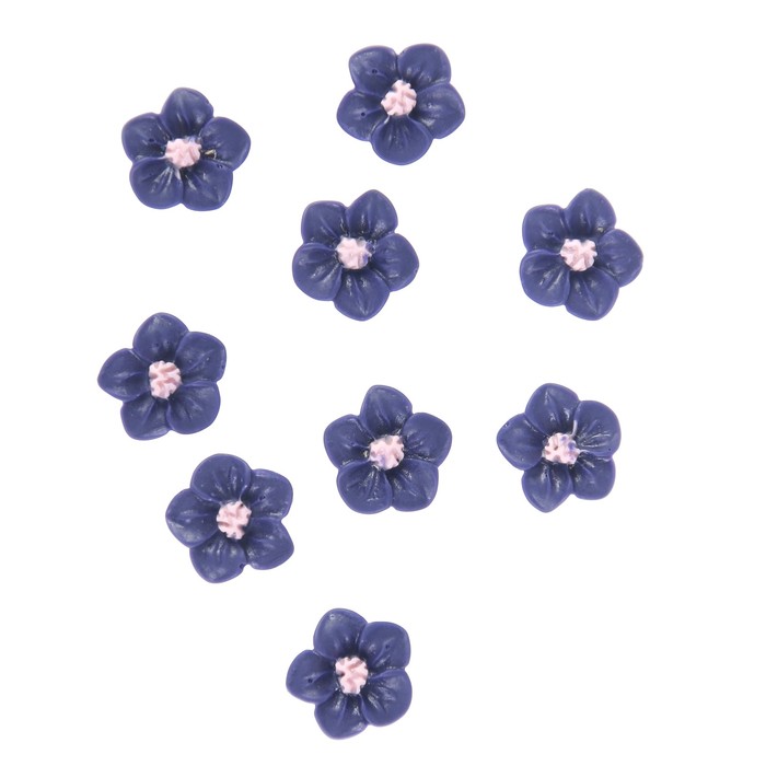 Декор для творчества пластик "Незабудка" синий  набор 30 шт 1х1 см