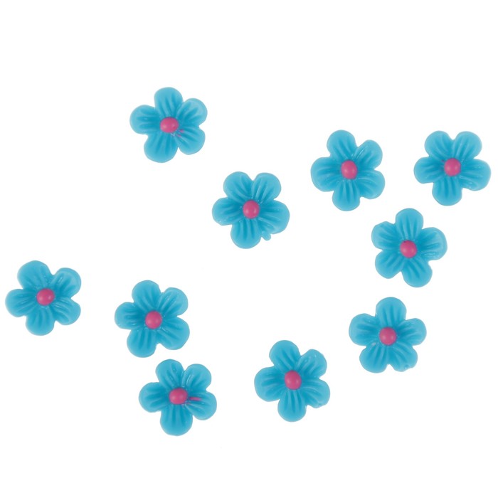 Декор для творчества пластик "Ярко-голубая ромашка" набор 30 шт 0,8х0,8 см