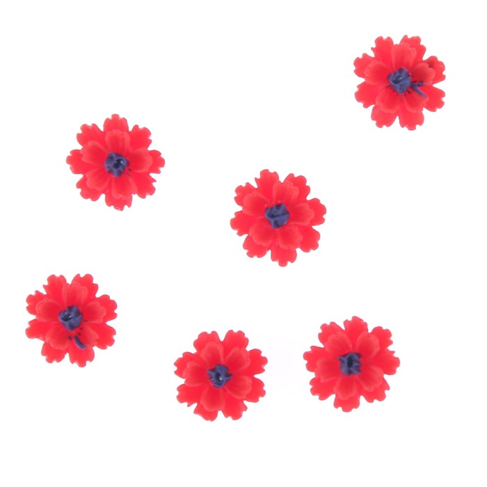 Декор для творчества пластик "Красный пион" набор 30 шт 1х1 см