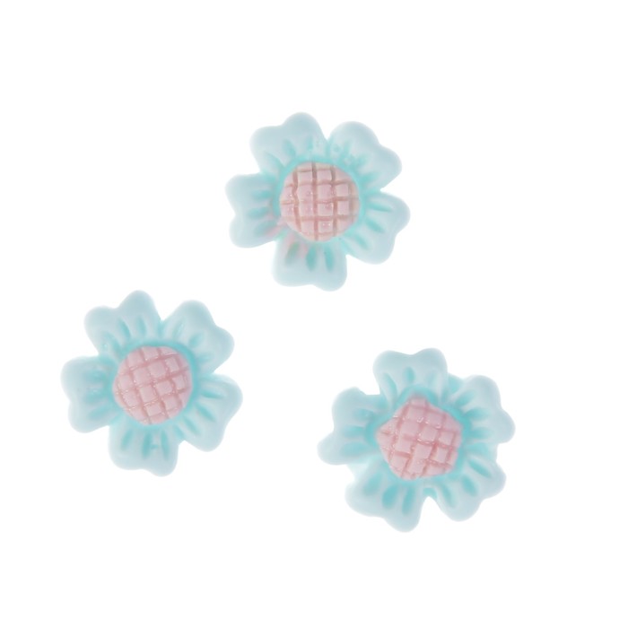Декор для творчества пластик "Нежно-голубой цветочек" набор 30 шт 0,9х0,9 см