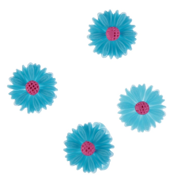 Декор для творчества пластик "Ярко-голубая гербера" набор 30 шт 1,1х1,1 см