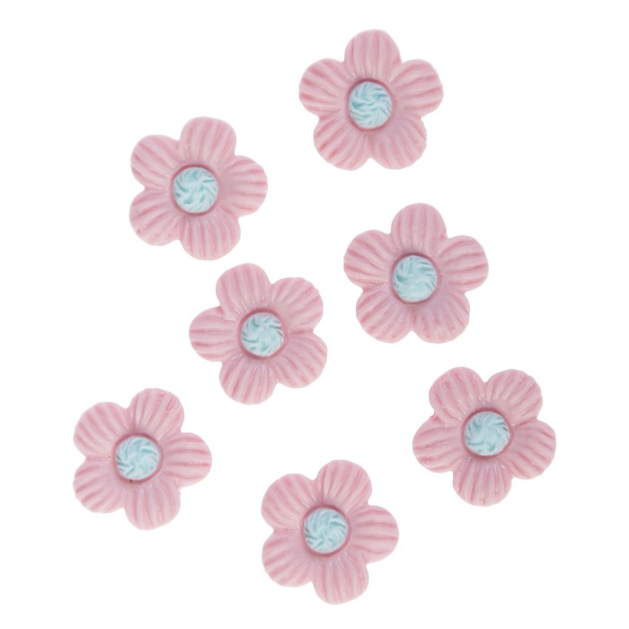Декор для творчества пластик "Цветочек-пузатик" нежно-розовый набор 15 шт 1,5х1,5 см
