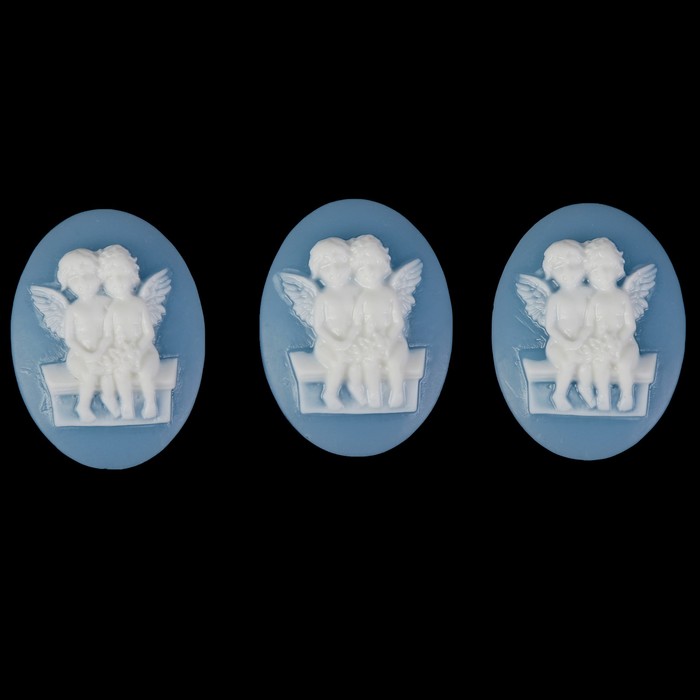 Набор камей пластик "Ангелочки на скамейке" набор 6 шт 3,8х2,7 см