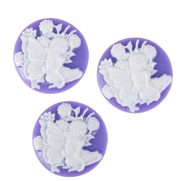 Набор камей пластик "Белая фея на голубом" набор 6 шт 3х3 см