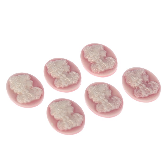 Набор камей пластик "Мадемуазель" розовая патина набор 6 шт 3х2,2 см