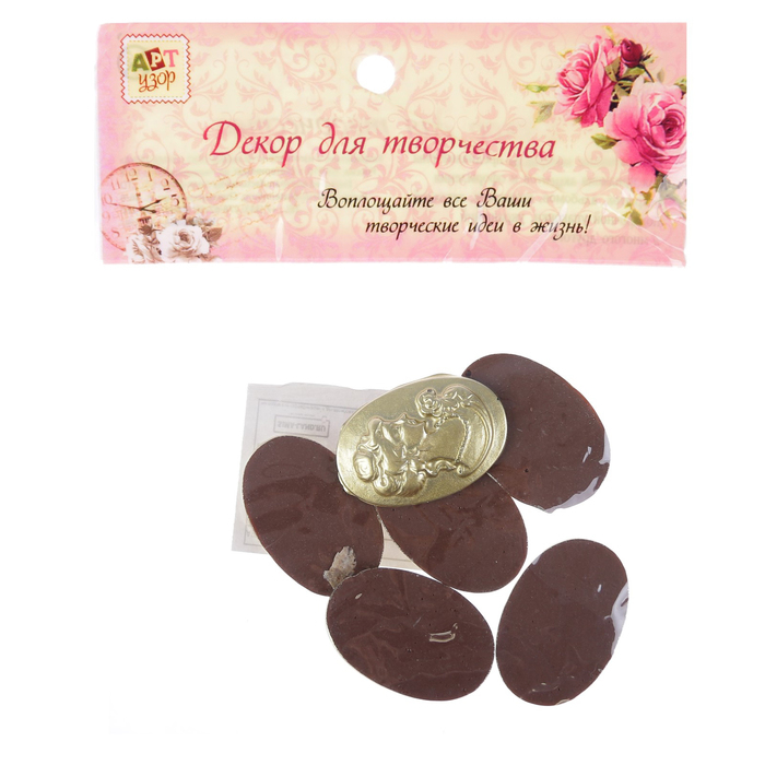 Набор камей пластик "Графиня" золото набор 6 шт 3х1,8 см