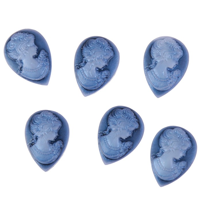 Набор камей пластик "Греческая нимфа" синяя патина набор 10 шт 2,7х1,8 см