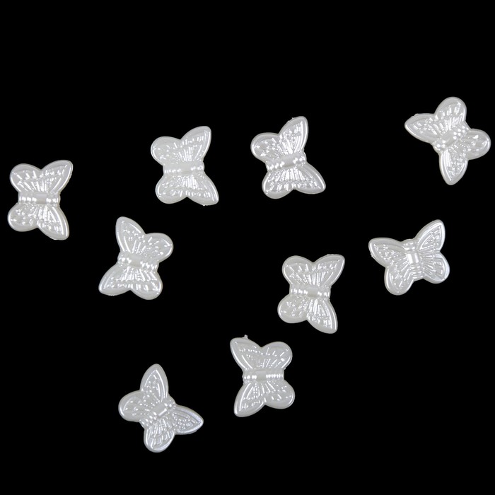 Декор для творчества пластик "Бабочка" жемчужный набор 50 шт 0,9х1,3 см