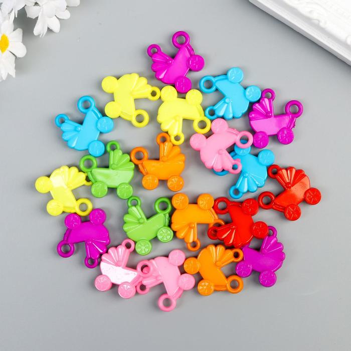 Декор для творчества пластик "Колясочка" набор 20 шт 3х2,8 см