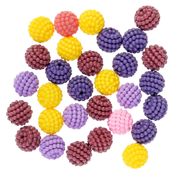 Набор бусин для творчества пластик "Ребристые" матовые набор 30 шт 1х1 см цвет МИКС