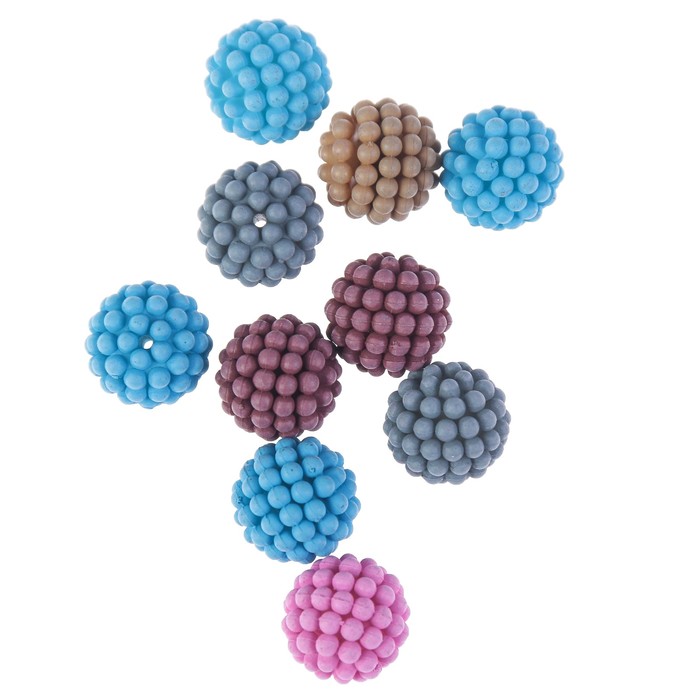 Набор бусин для творчества пластик "Ребристые" матовые набор 10 шт 1,6х1,6 см цвет МИКС