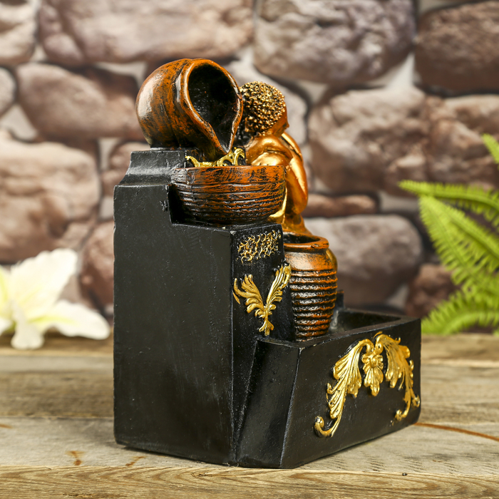 Фонтан "Спящий будда" золото 25х17,5х17 см