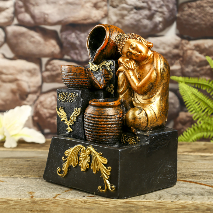 Фонтан "Спящий будда" золото 25х17,5х17 см