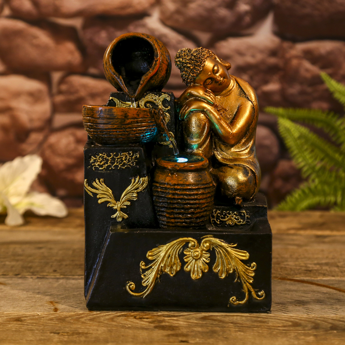 Фонтан "Спящий будда" золото 25х17,5х17 см