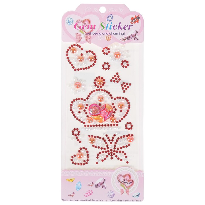 Наклейка стразы пластик "Сердце и луна" МИКС 24х10 см