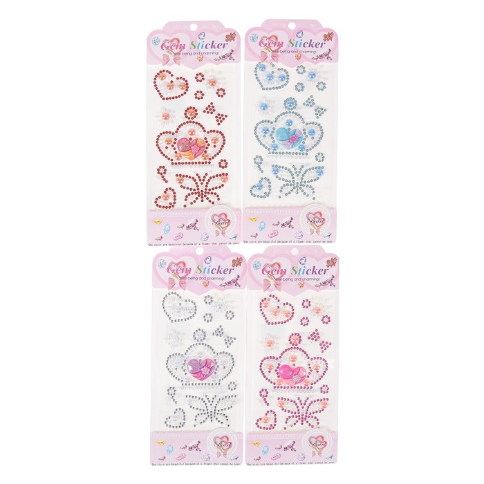 Наклейка стразы пластик "Сердце и луна" МИКС 24х10 см