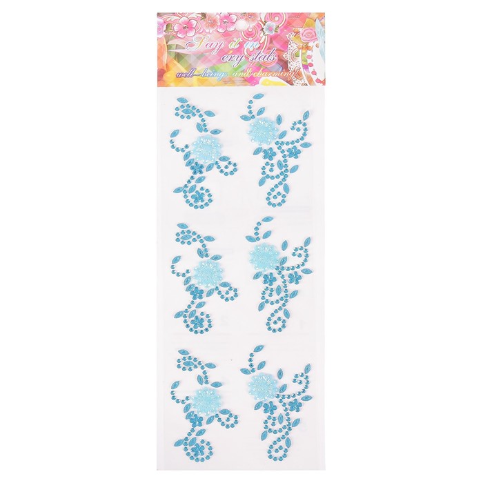 Наклейка стразы пластик "Цветочная ветвь" МИКС 31,5х11 см