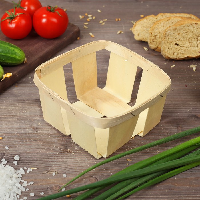 Корзинка из шпона, 150 х 150 х 80 мм, бук