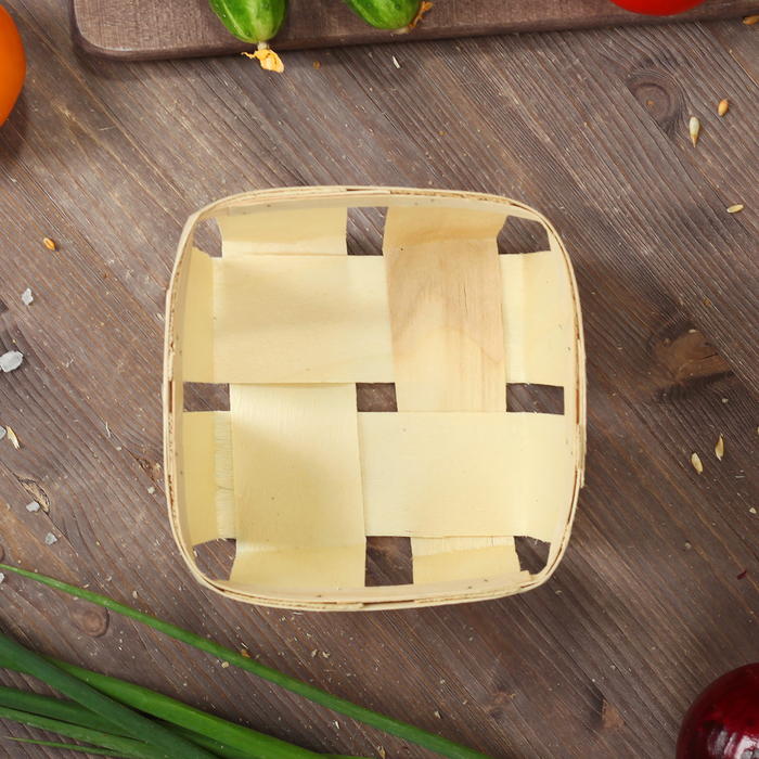 Корзинка из шпона, 150 х 150 х 80 мм, бук