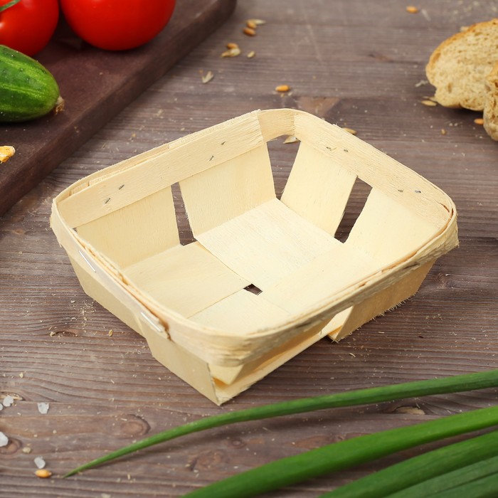 Корзинка из шпона, 140 х 130 х 40 мм, бук