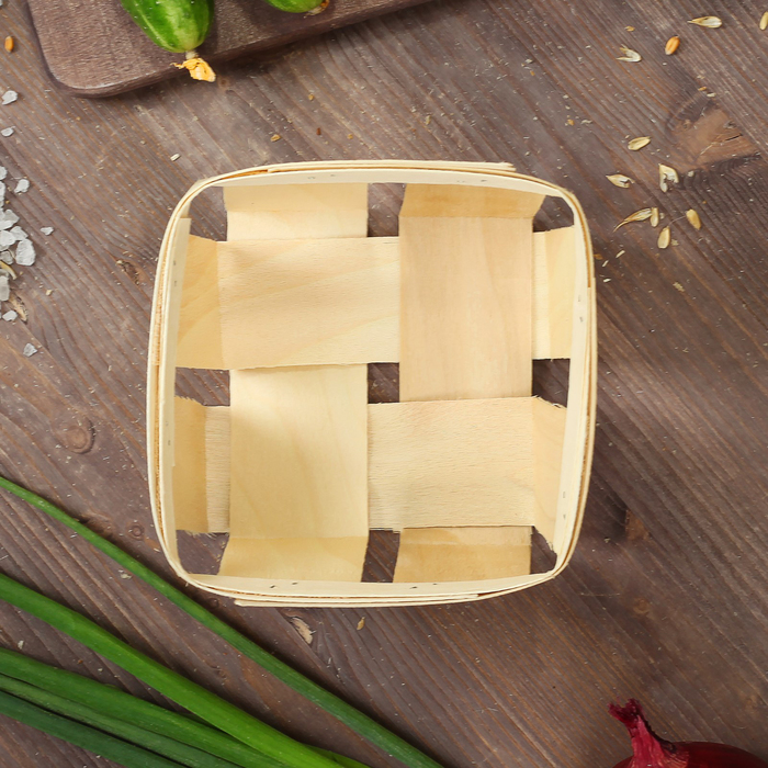 Корзинка из шпона, 150 х 150 х 70 мм, бук