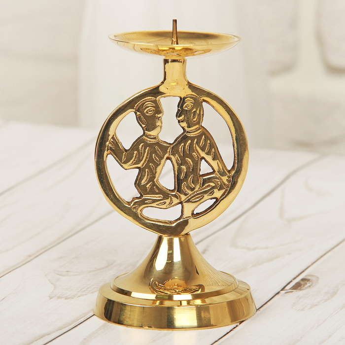 Подсвечник латунь "Знак зодиака Близнецы" 6*6*10см