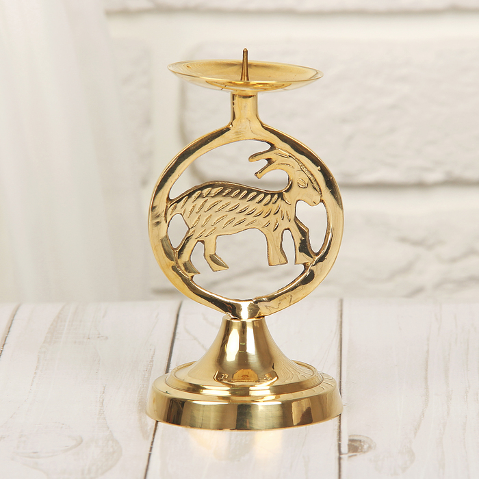 Подсвечник латунь "Знак зодиака Козерог" 6*6*10см