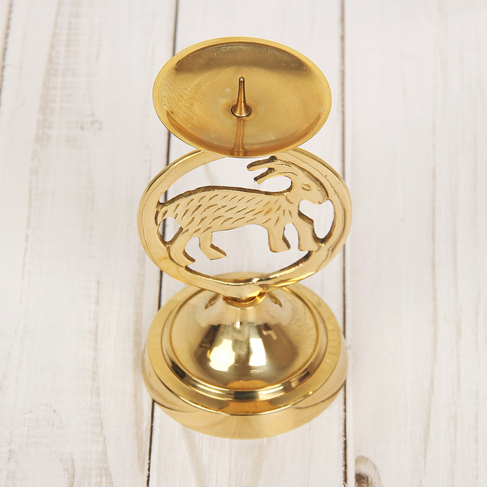 Подсвечник латунь "Знак зодиака Козерог" 6*6*10см