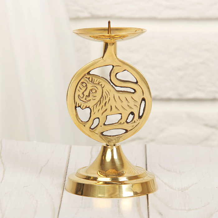 Подсвечник латунь "Знак зодиака Лев" 6*6*10см