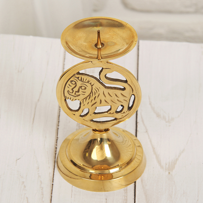 Подсвечник латунь "Знак зодиака Лев" 6*6*10см