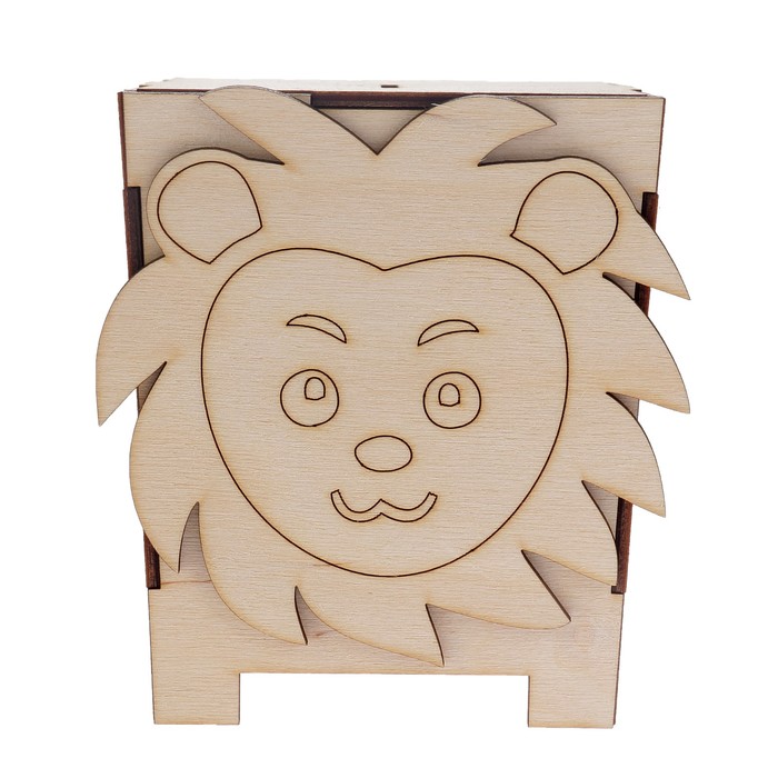 Копилка  из фанеры для декора "Лев" (набор 8 деталей) 12х14,5 см (ДЕК-459)