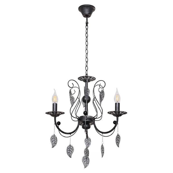 Люстра "Доротея" 3 лампы E14 60Вт черный-серебро 51х51см.