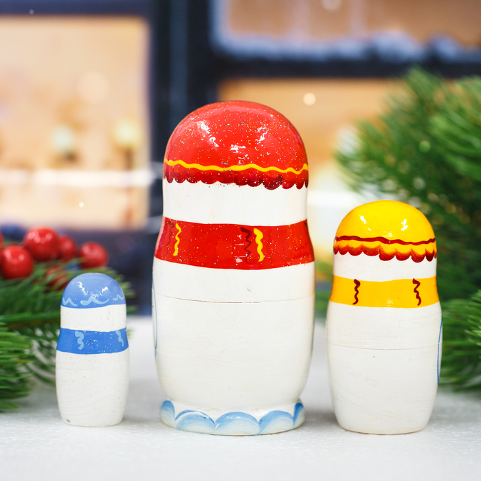 Матрешка 3 кукольная "Снеговик" 11 см