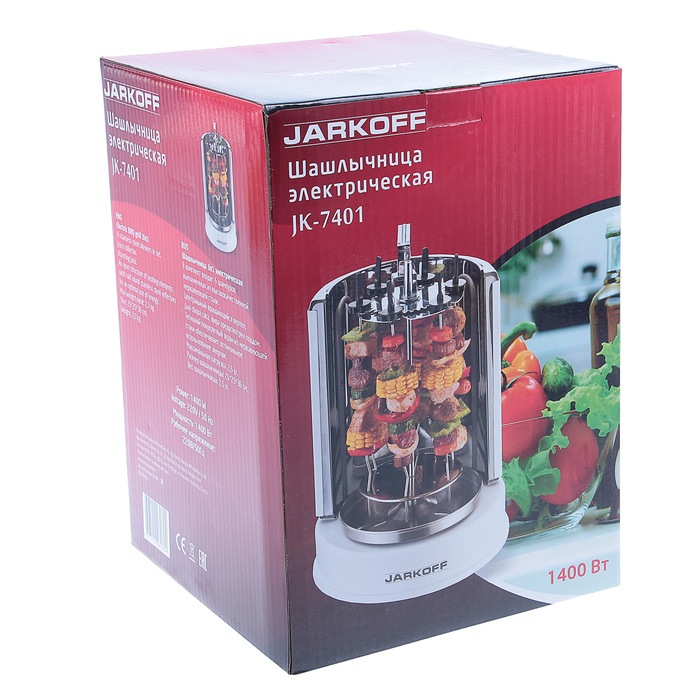 Электро шашлычница JARKOFF JK-7401, 1400 Вт, 6 шампуров ,3в1, белый