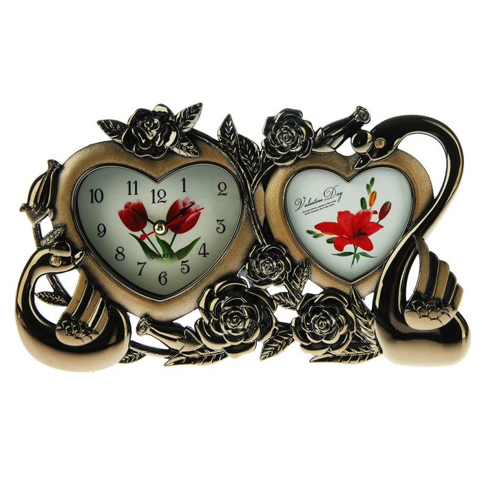 Будильник "2 сердца" с фоторамкой (см) микс 23*5.5*13.5см