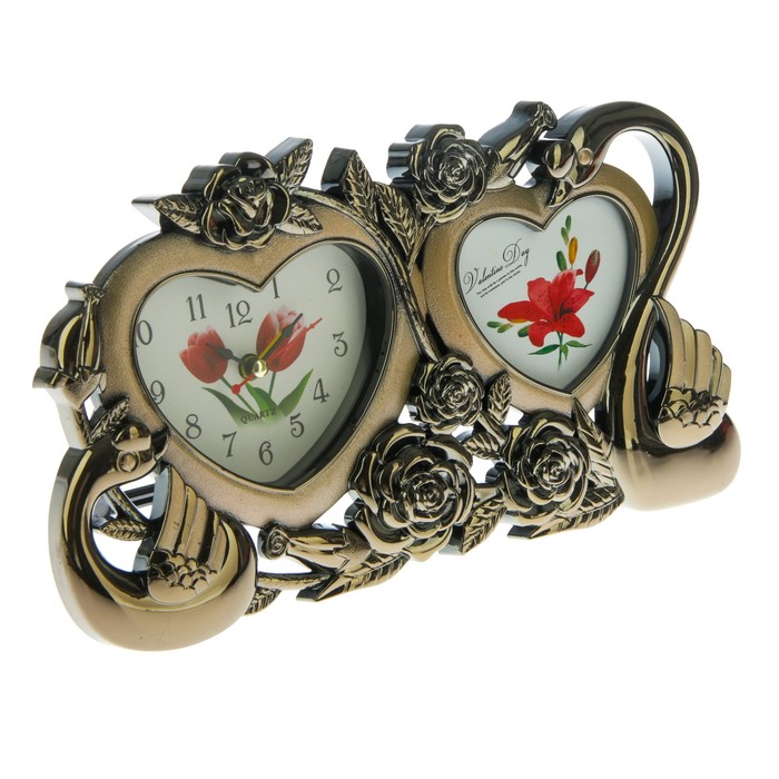 Будильник "2 сердца" с фоторамкой (см) микс 23*5.5*13.5см