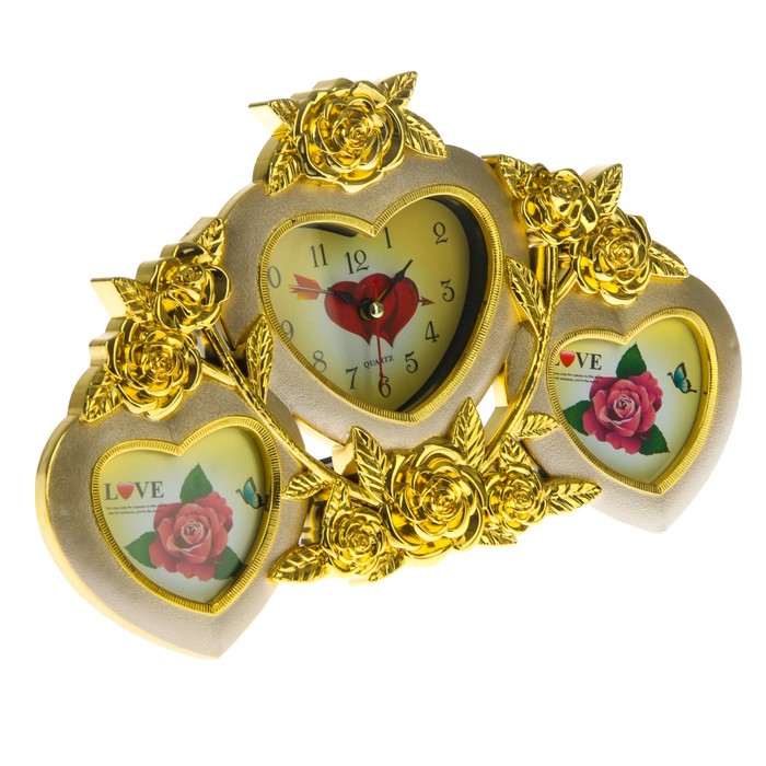 Будильник "Розы" с 2-мя фоторамками (см) микс 26*5*16см