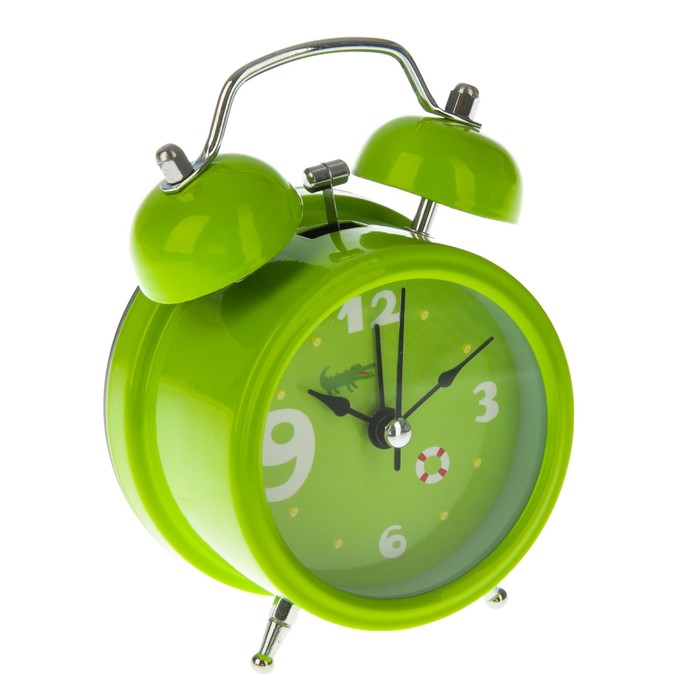 Ретро-часы круг, d=8, зеленый, зеленый крокодил на циферблате 5,5*8*12