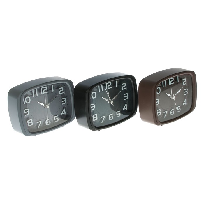 Будильник квадрат,матовый, микс, белые рельефные цифры 4*13*9.5см