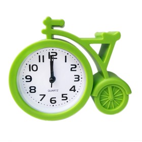 Будильник "Велосипед", дискретный ход, 11 х 13 см, d=7 см, зеленый