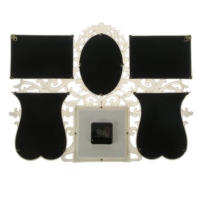 Часы настенные хайтек+5 фоторамок Бабочки белые (фото 10х15-3шт 15х10-2шт) 50*39см