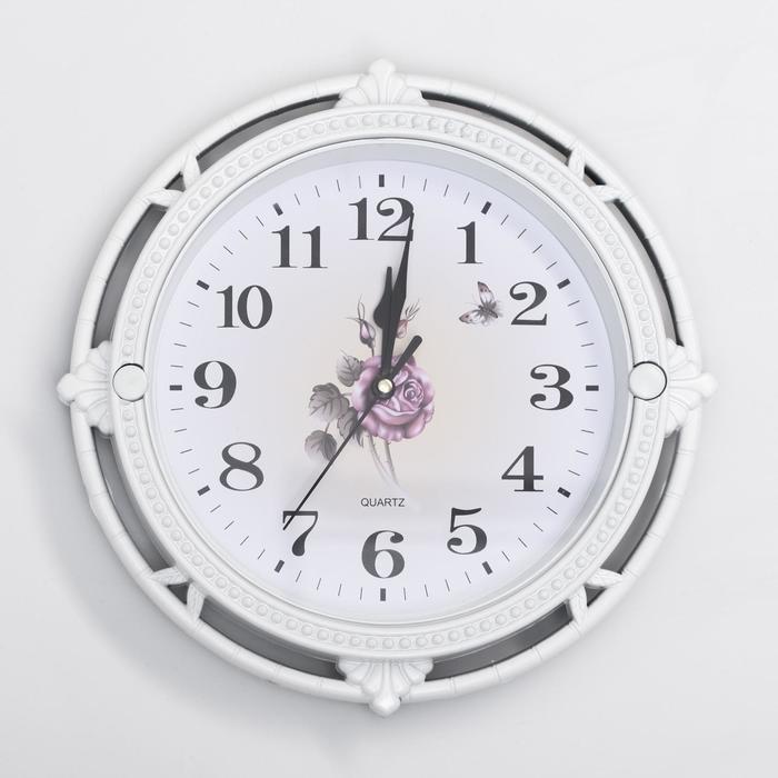 Часы настенные Роза Фетида, d-27 см, циферблат 20 см, дискретный ход часы настенные серия интерьер плетёнка дискретный ход циферблат 16 см 20 5 х 20 5 см 2457
