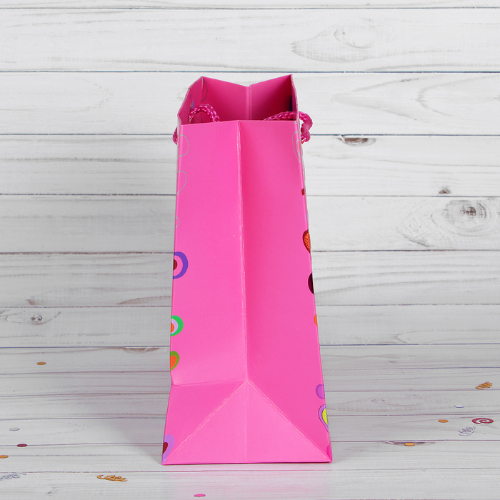 Пакет подарочный "Разноцветные сердечки", люкс, 45 х 12 х 34 см