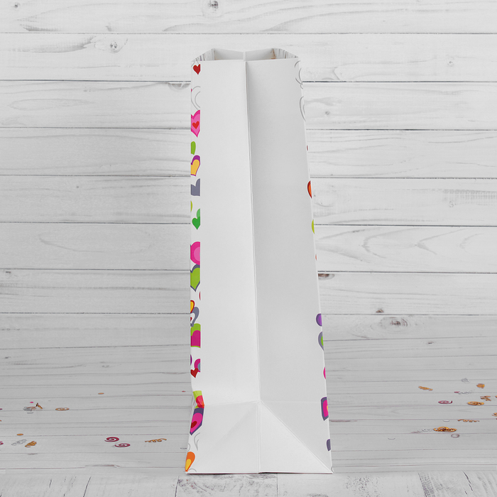 Пакет подарочный "Разноцветные сердечки", люкс, 45 х 12 х 34 см