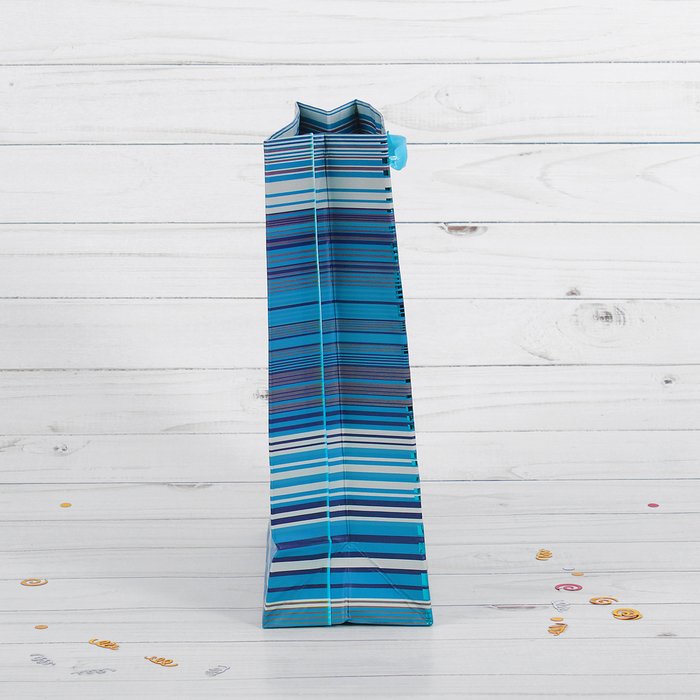 Пакет подарочный "Полоски", люкс, 18 х 8 х 23 см