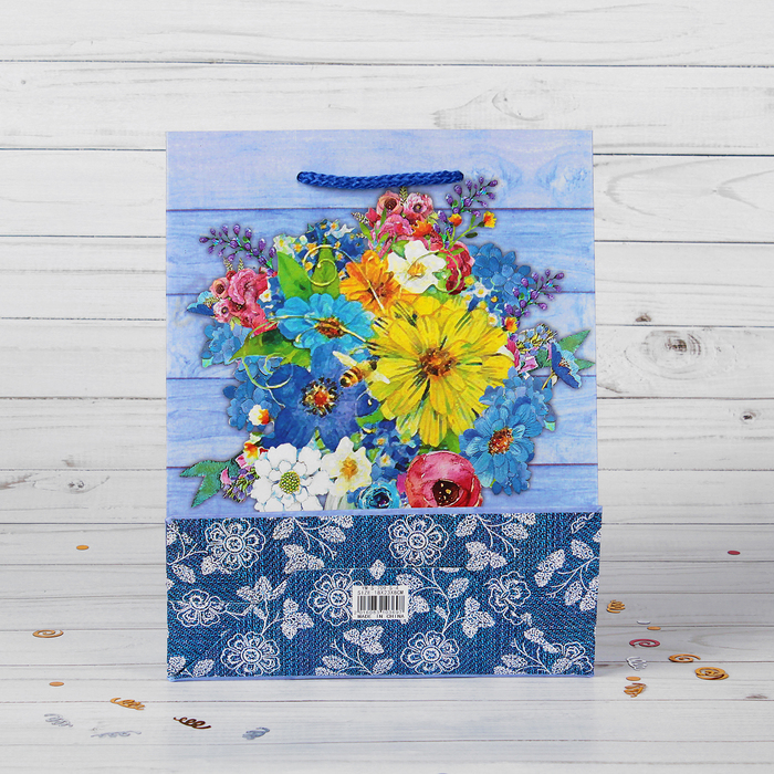 Пакет подарочный "Букет", люкс, 18 х 8 х 23 см