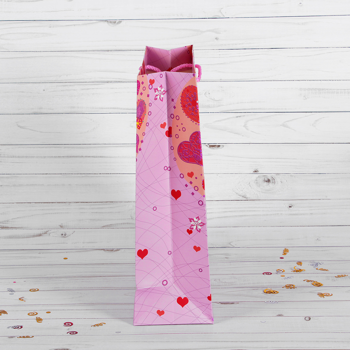 Пакет подарочный "Сердца", люкс, 26 х 10 х 32 см